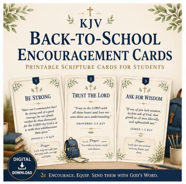 Christian Back to School Encouragement Cards | Printable Scripture Notes