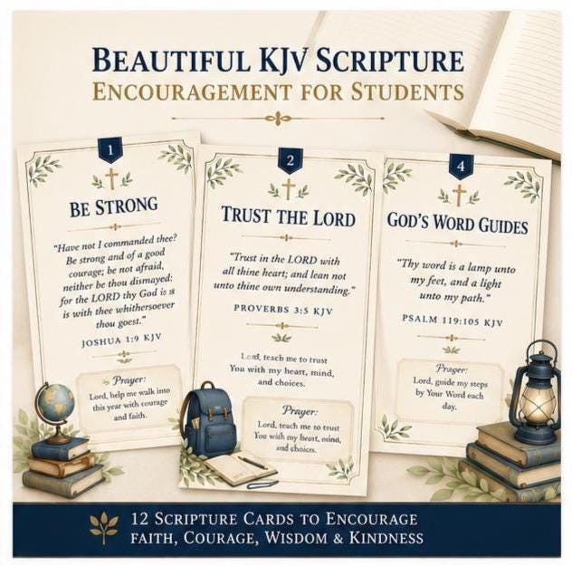 Christian Back to School Encouragement Cards | Printable Scripture Notes