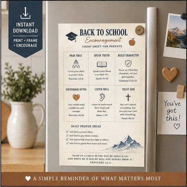 Back to School Christian Printable Cheat Sheet