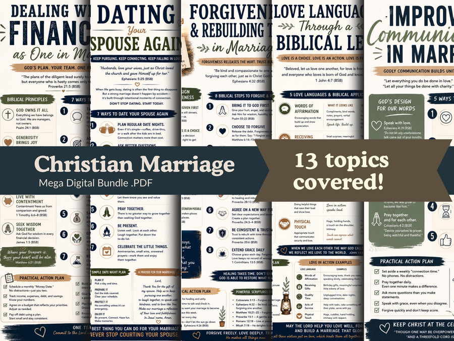 Christian Marriage Worksheets, Couples Devotional, Counseling Tools (Digital Download)