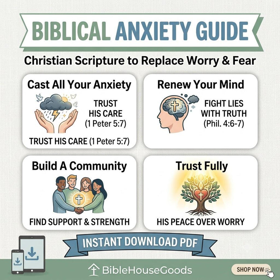 Biblical Anxiety Printable | Christian Scripture Worry Guide (Instant Download PDF)