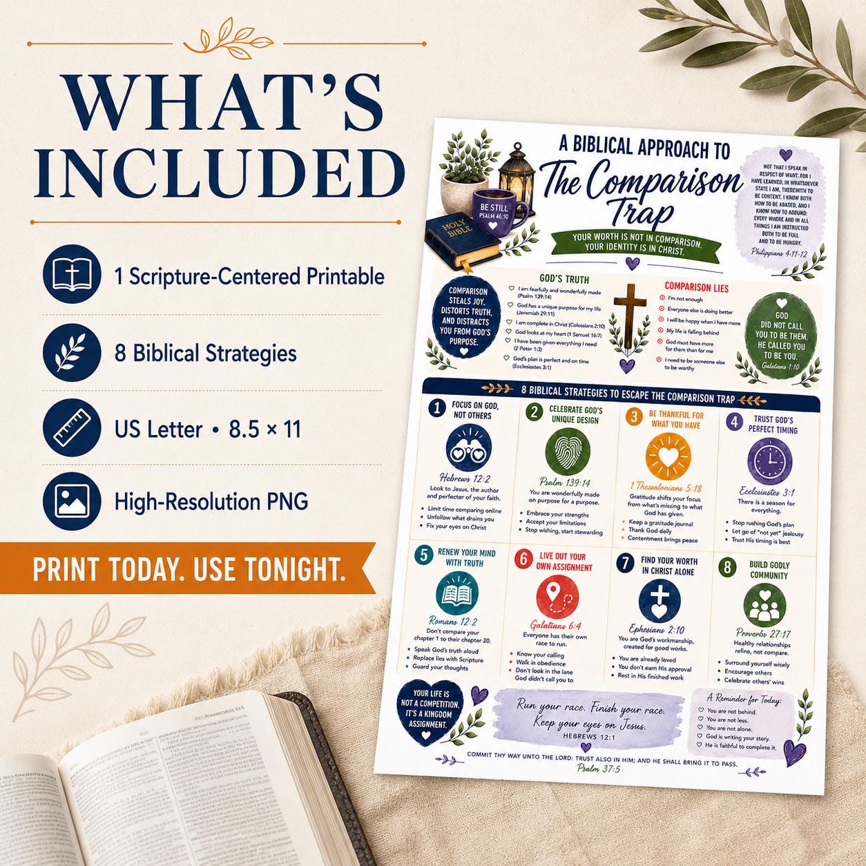 Biblical Comparison Trap Printable | Christian Identity Scripture Guide (Instant Download)