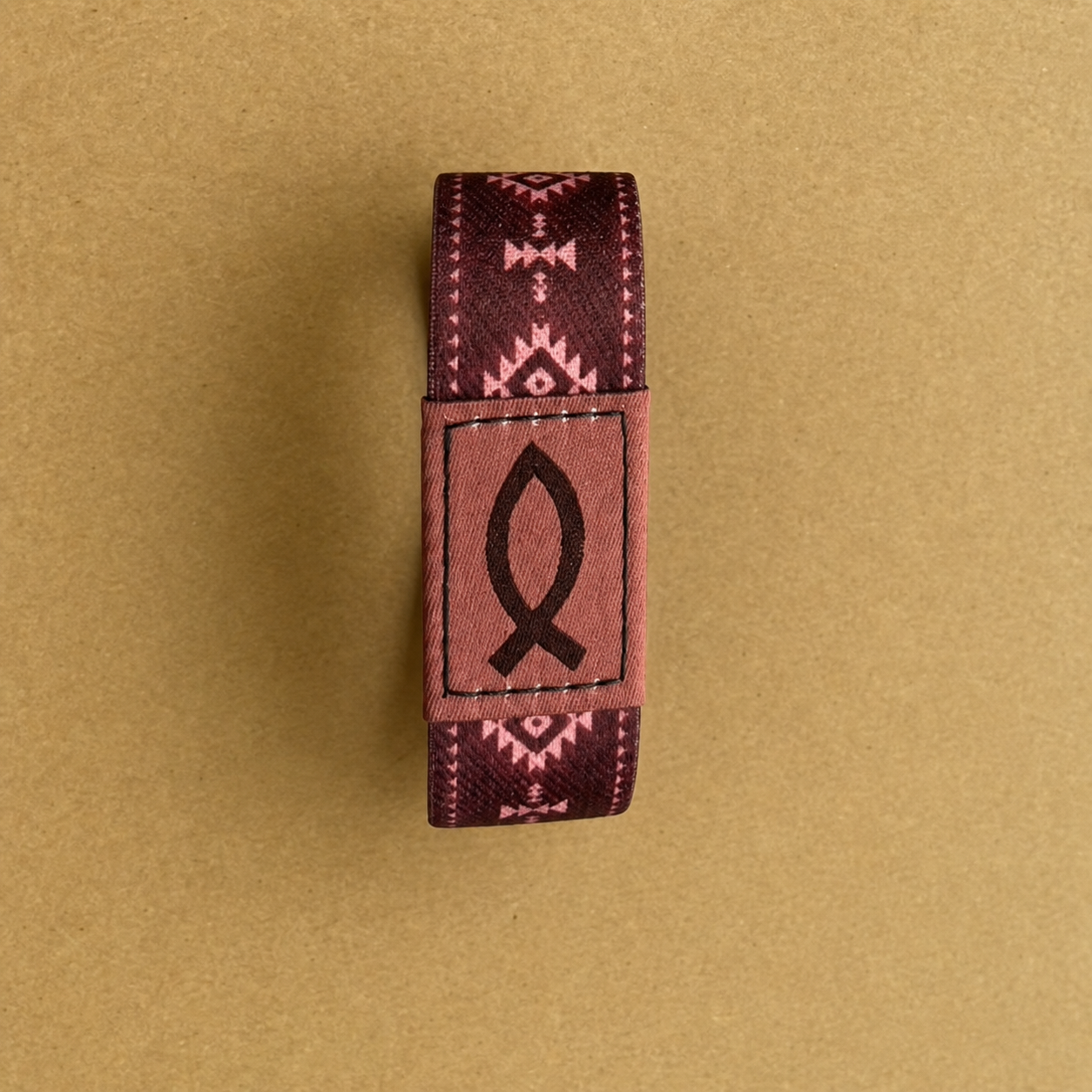Maroon Aztec Bible Band Christian NFC wristband with daily devotional