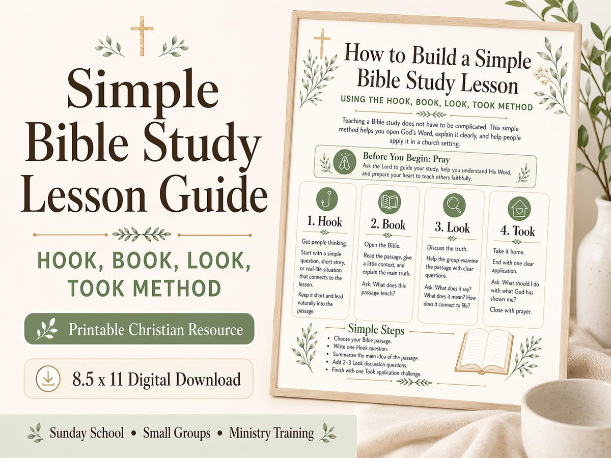 Simple Bible Study Lesson Guide | Hook Book Look Took Method (Digital Download) - Bible House Goodsced_31554468651